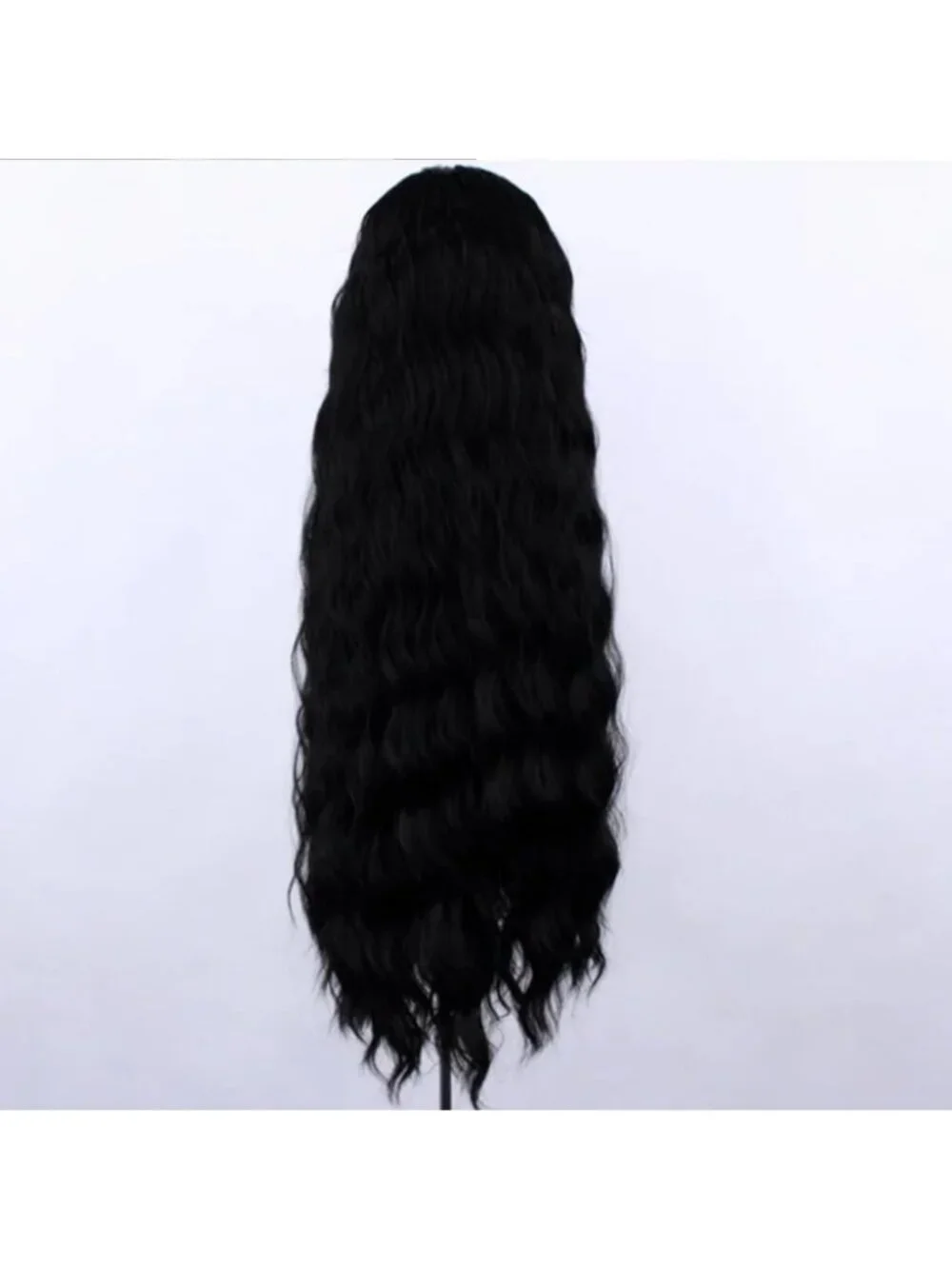 Long Curly Black & White Lace Front Wig - Heat Resistant, Natural Hairline, 24